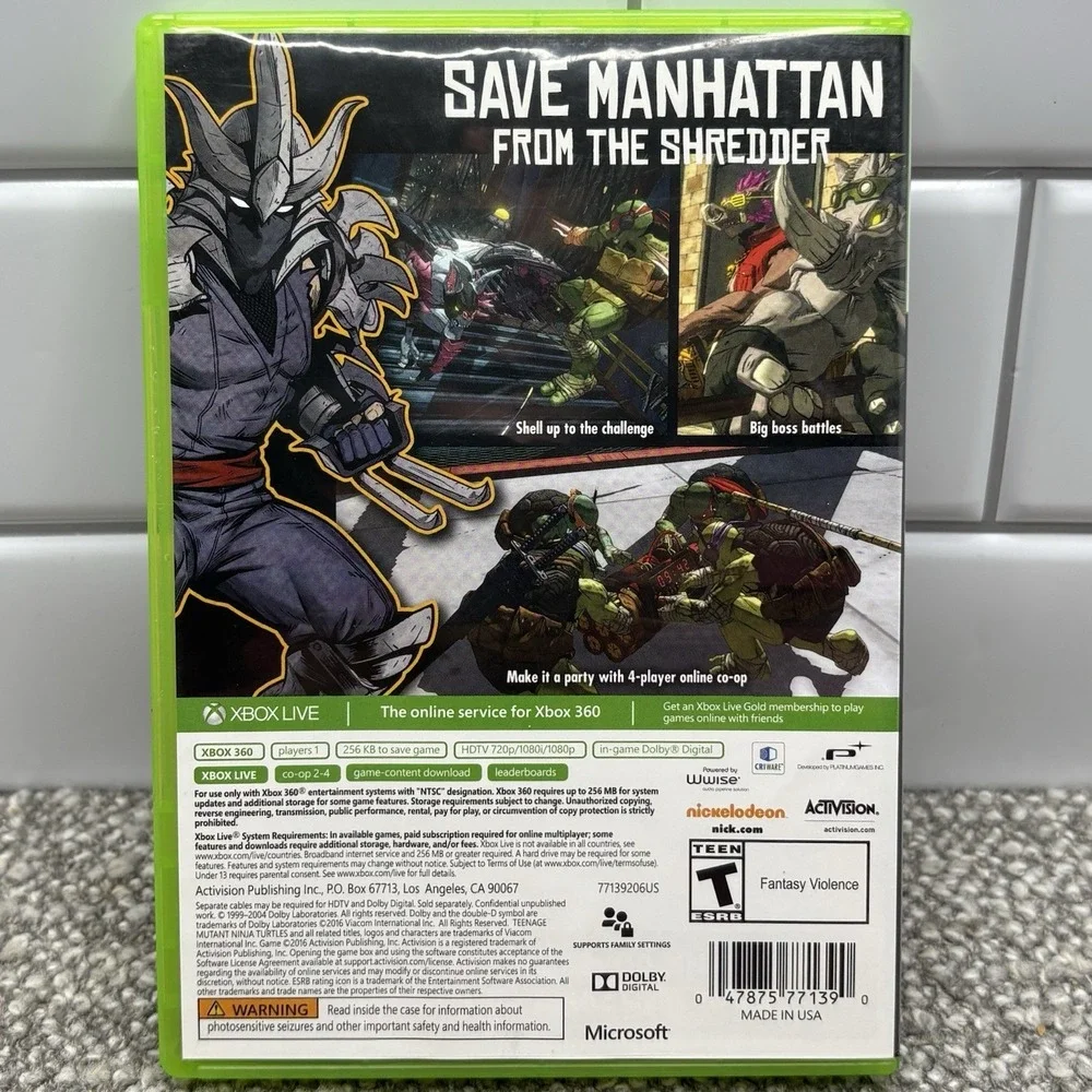 Teenage Mutant Ninja Turtles Mutants in Manhattan Xbox 360 Texted Works TMNT
